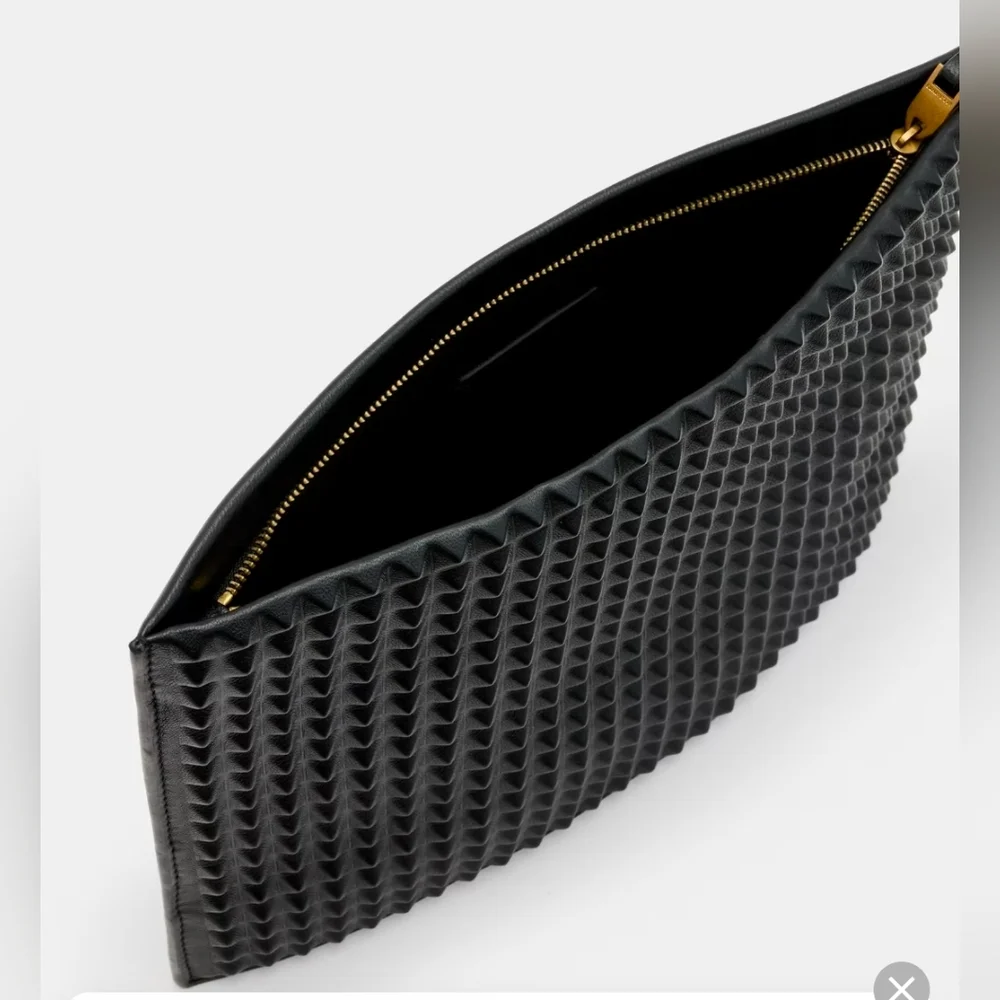 All SAINTS Bettina BLACK Studded Leather Clutch Bag. NEW NO TAG